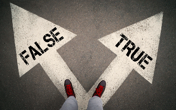 Person deciding between true and false