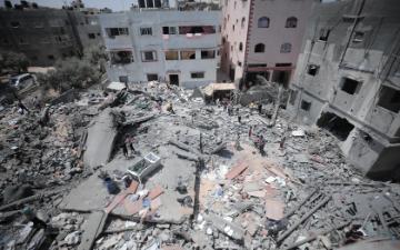Rubble and destruction in Gaza