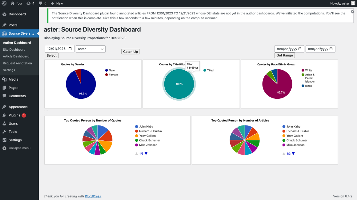 Source Diversity Dashboard: Catchup feature to compute aggregate stats. 