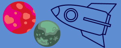 planets and rocket ship 