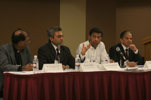 L-R: P.Christie, S.J., Pravir Malik, Arvind Bhambri and Vic Kulkarni