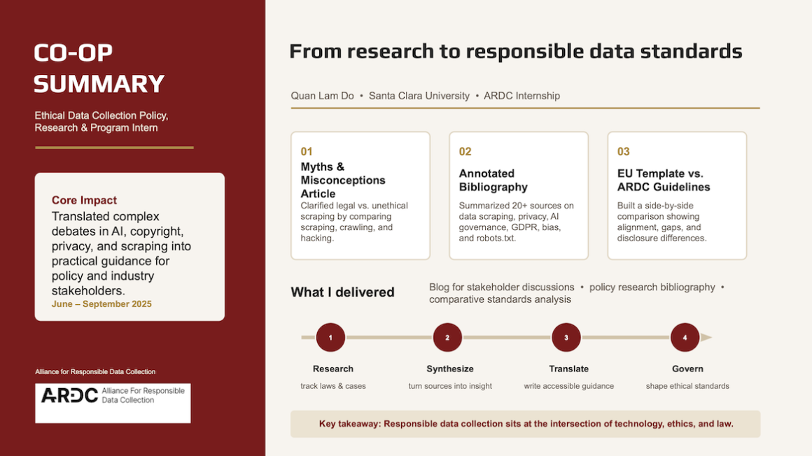 Summary of Quan Lam Do business ethics internship with ARDC.