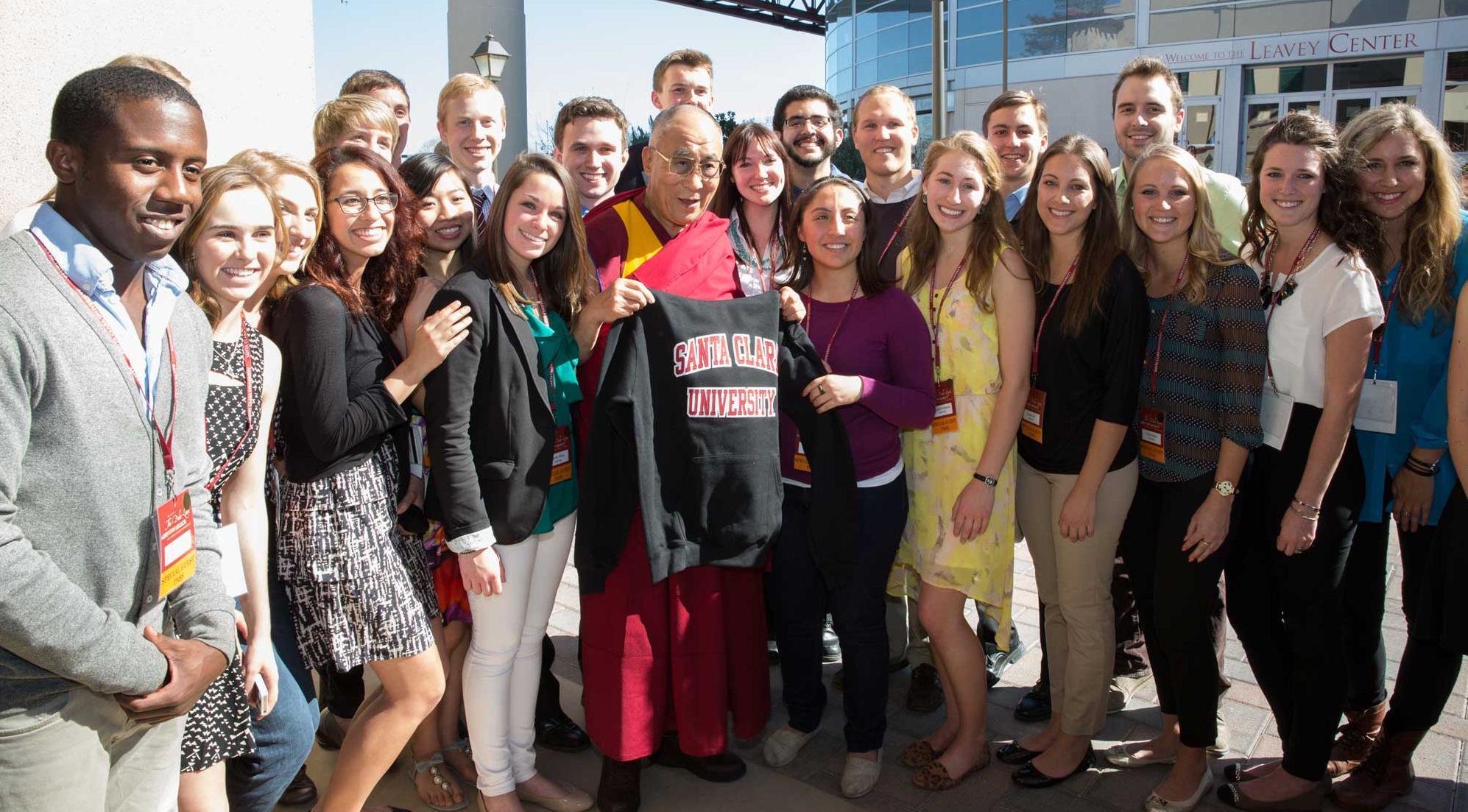 SCU students meet the Dalai Lama.