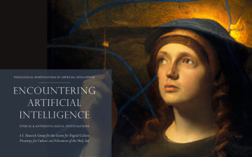 The cover image for Encountering Artificial Intelligence: Ethical and Anthropological Investigations was created by Jordan Wales using Dall-E and the prompt “a sibyl conjures a deep neural network, oil on canvas by Raphael.”