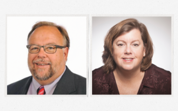 Don Heider, former executive director, and Ann Skeet, interim executive director, both at the Markkula Center for Applied Ethics.