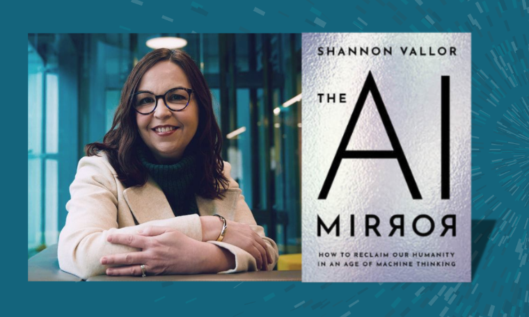 Professor Shannon Vallor with her book, 