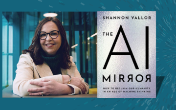 Professor Shannon Vallor with her book, The AI Mirror.