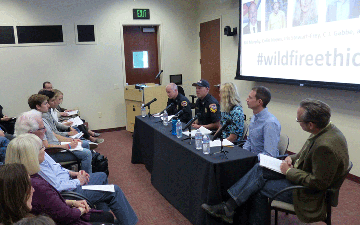 A panel discusses the ethics of wildfires