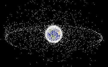 Generated image of debris in space. Photo credit: WikiImages/Pixabay 
