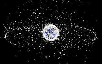 Generated image of debris in space. Photo credit: WikiImages/Pixabay