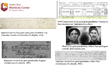 A slide that shows images of family history and records.
