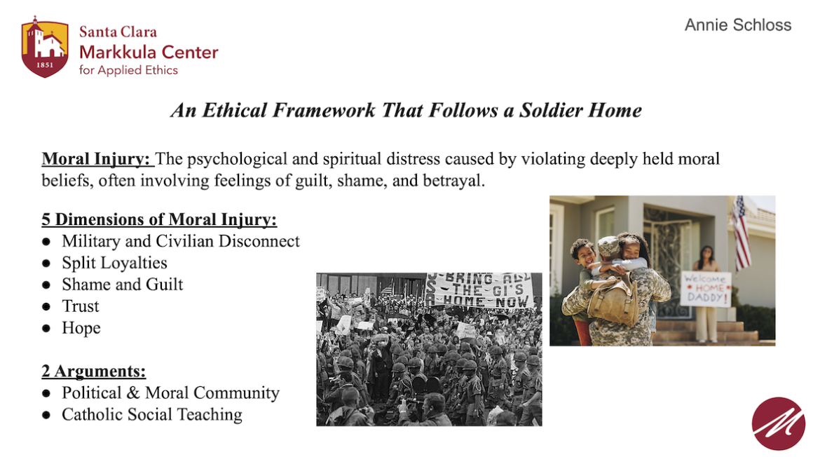 Moral Injury: The psychological and spiritual distress caused by violating deeply held moral beliefs, often involving feelings of guilt, shame, and betrayal. Summarization of findings by Annie Schloss 2025-26 Hackworth Fellow.