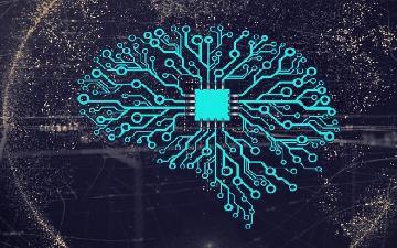 Digital brain with branching circuit pathways representing machine learning and artificial intelligence