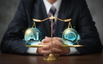 AI ethics and legal concepts artificial intelligence law and online technology of legal regulations Controlling artificial intelligence technology is a high risk. By Sansert_AdobeStock