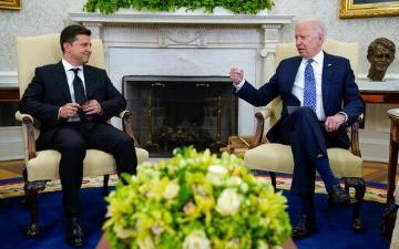 U.S. President, Joe Biden and Ukrainian President Volodymyr Zelensky meet in the Oval Office at the White House in August, 2021. Associated Press, Evan Vucci
