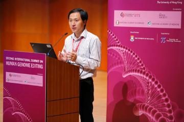He Jiankui, a Chinese researcher, comments about his claim to have helped make the world's first gene-edited babies. (AP Photo/Kin Cheung).