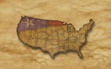 drawing of United States with the words We the People