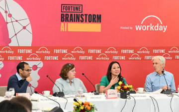 Experts from Santa Clara University, Indeed, and Workday in discussion during Fortunes Brainstorm AI conference in 2024. Image provided by Fortune Brainstorm AI and used with permission. image link to story