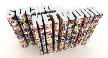 SOCIAL NETWORKS text made of photos of people. image link to story