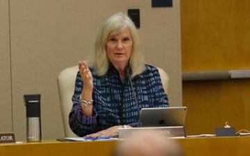 In this Tuesday Oct 31 2017 photo Supervisor Susan Gorin speaks to representatives from the Federal Emergency Management Agency at a Board of Supervisors meeting in Santa Rosa Calif image link to story