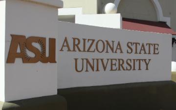 Sign reading ASU ARIZONA STATE UNIVERSITY. image link to story