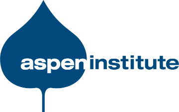 Aspen Institute logo with blue leaf. image link to story