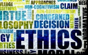 Colorful word cloud featuring the word Ethics prominently. image link to story
