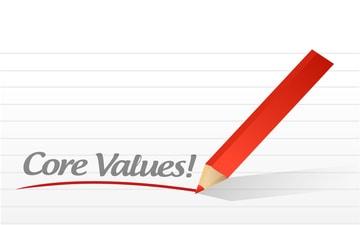 Red pencil underlining the words Core Values!. image link to story