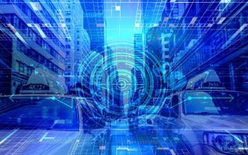 A city scene overlayed with technology and automation designs image link to story