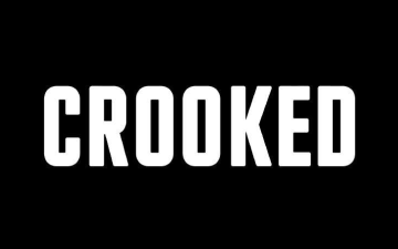 Black background with white letters spelling Crooked. image link to story