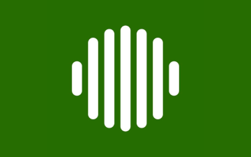 Oklahoma Voice Logo. Series of vertical white lines that comprise a circular shape against a green background. image link to story