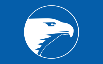 White side profile view of an eagles head against a blue background. image link to story