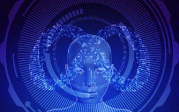 A digital human figure in a virtual, blue-toned metaverse environment. image link to story