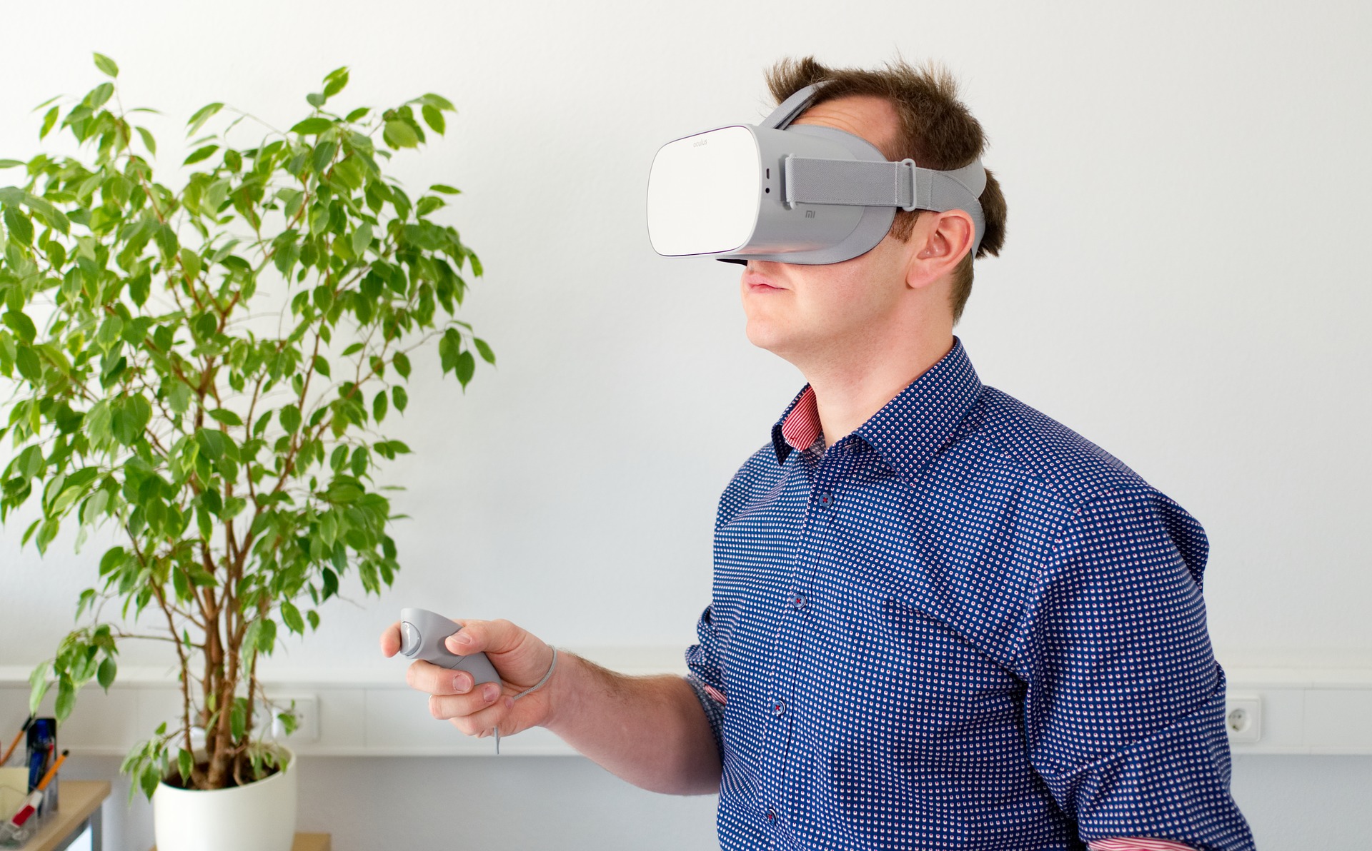 man wearing a VR headset