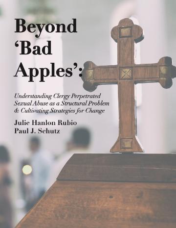 Cover of the book Beyond Bad Apples with a cross in the background.