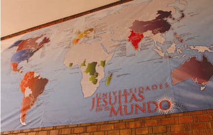 Map of the world displaying various national flags.