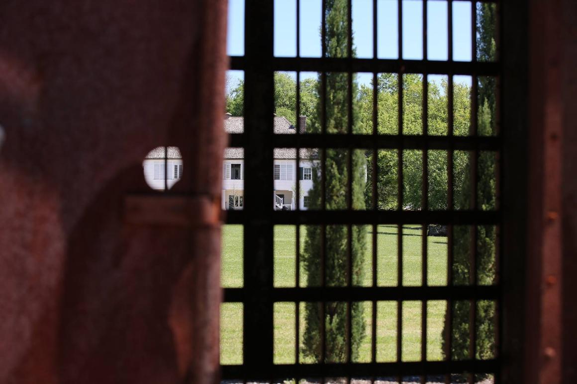 A barred window in Whitney Plantation Museum.