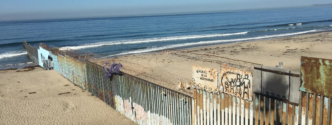 San Diego Mexico Border Wall into the Ocean