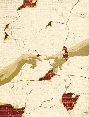 Abstract painting featuring delicate lines and muted colors titled Fragility of Faith 1.