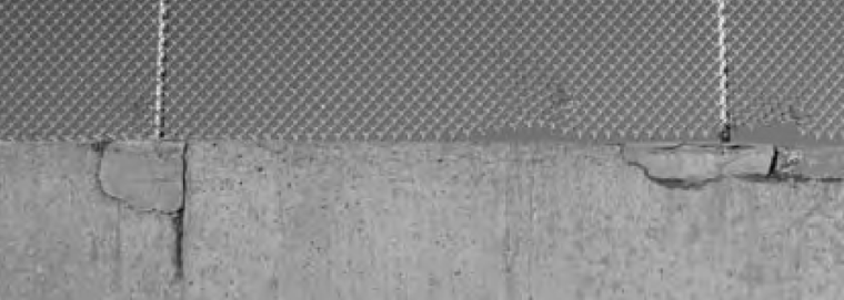 A chain-link fence and surveillance cameras.