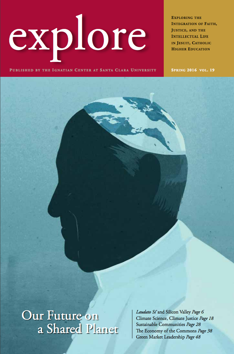 Magazine cover titled explore with a silhouette of a man. -  Link to file