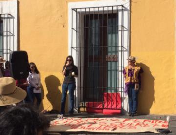 Protesting against feminicides in Puebla, Mexico