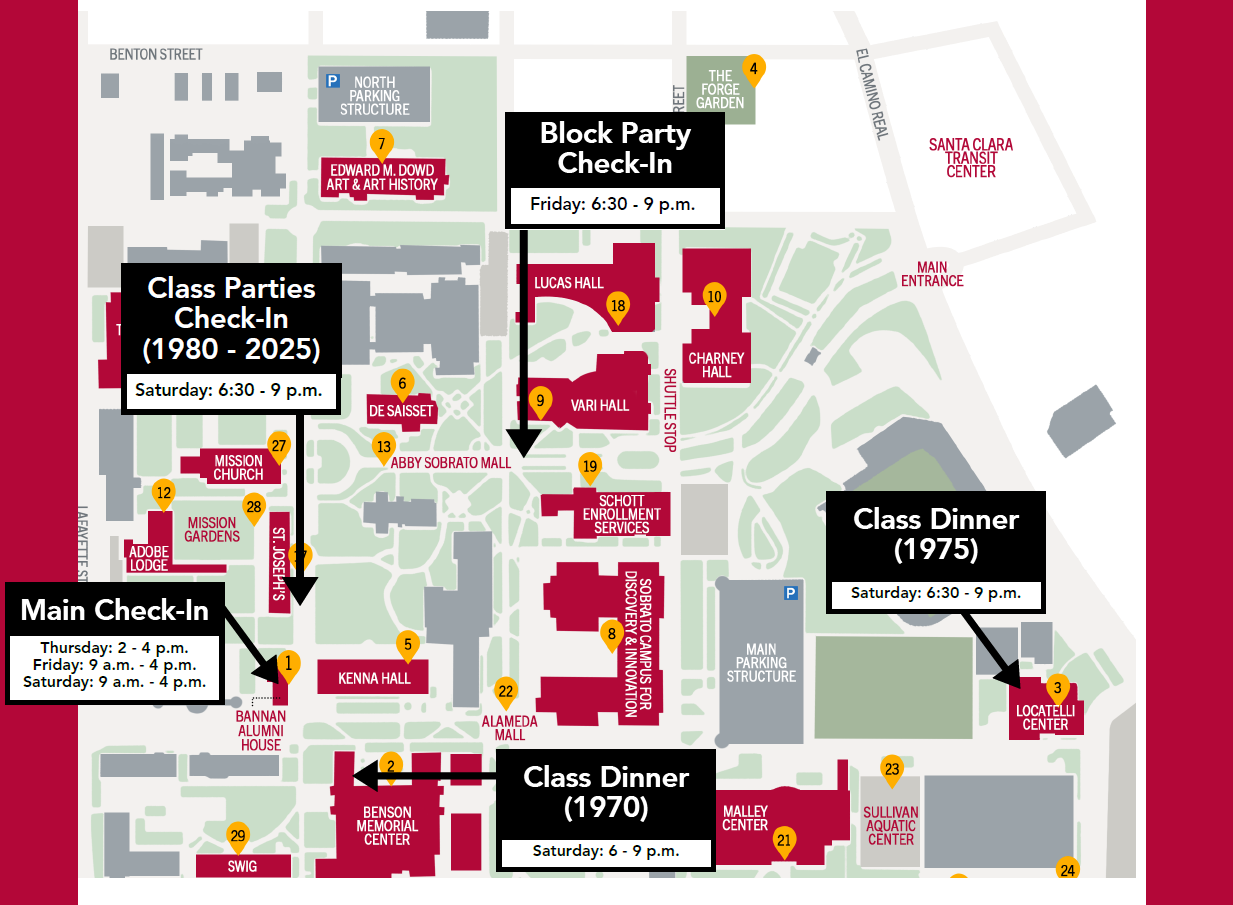 Check-in Locations and Times for Grand Reunion 2025