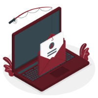 Graphic of laptop and phishing email.