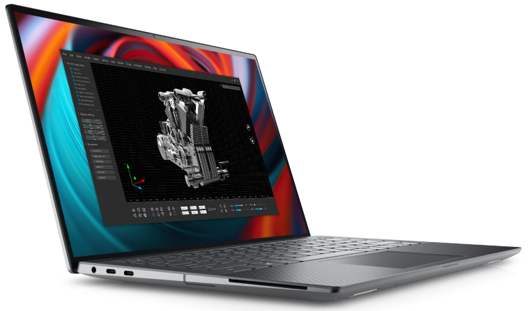 A side angle view of a Dell Precision 5490 laptop.