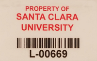 White Santa Clara University Property tag - number L-00669 