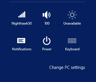 An image of the Windows 8.1 settings panel showing the Change PC Settings link.