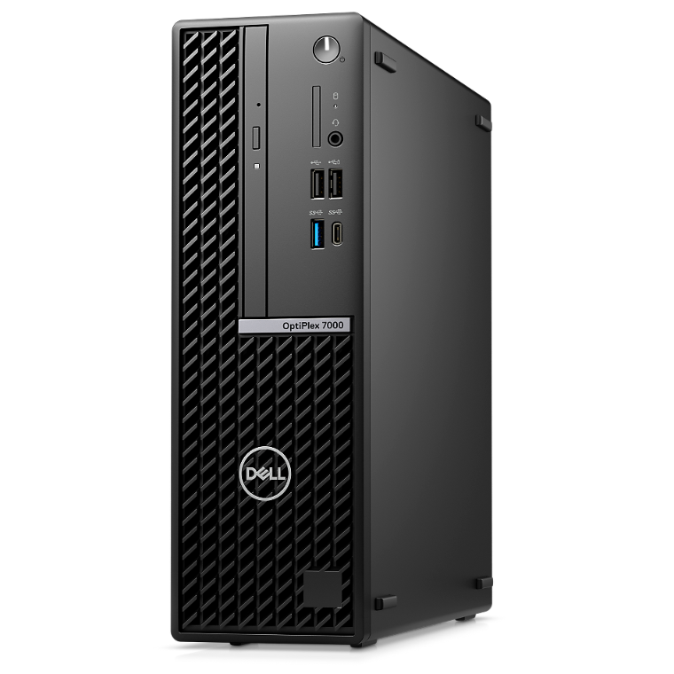 An image of the Dell OptiPlex 7000 Small Form Factor desktop computer showing the front of the computer.