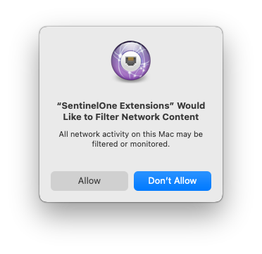 The macOS confirmation box to allow an extension.
