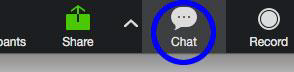 image of zoom menu bar with chat icon circled